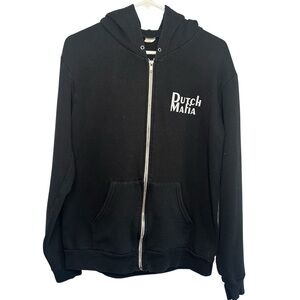 Dutch Bros LARGE VINTAGE “Dutch Mafia” Zip Up Hoodie Blue Cigar Smoking RARE